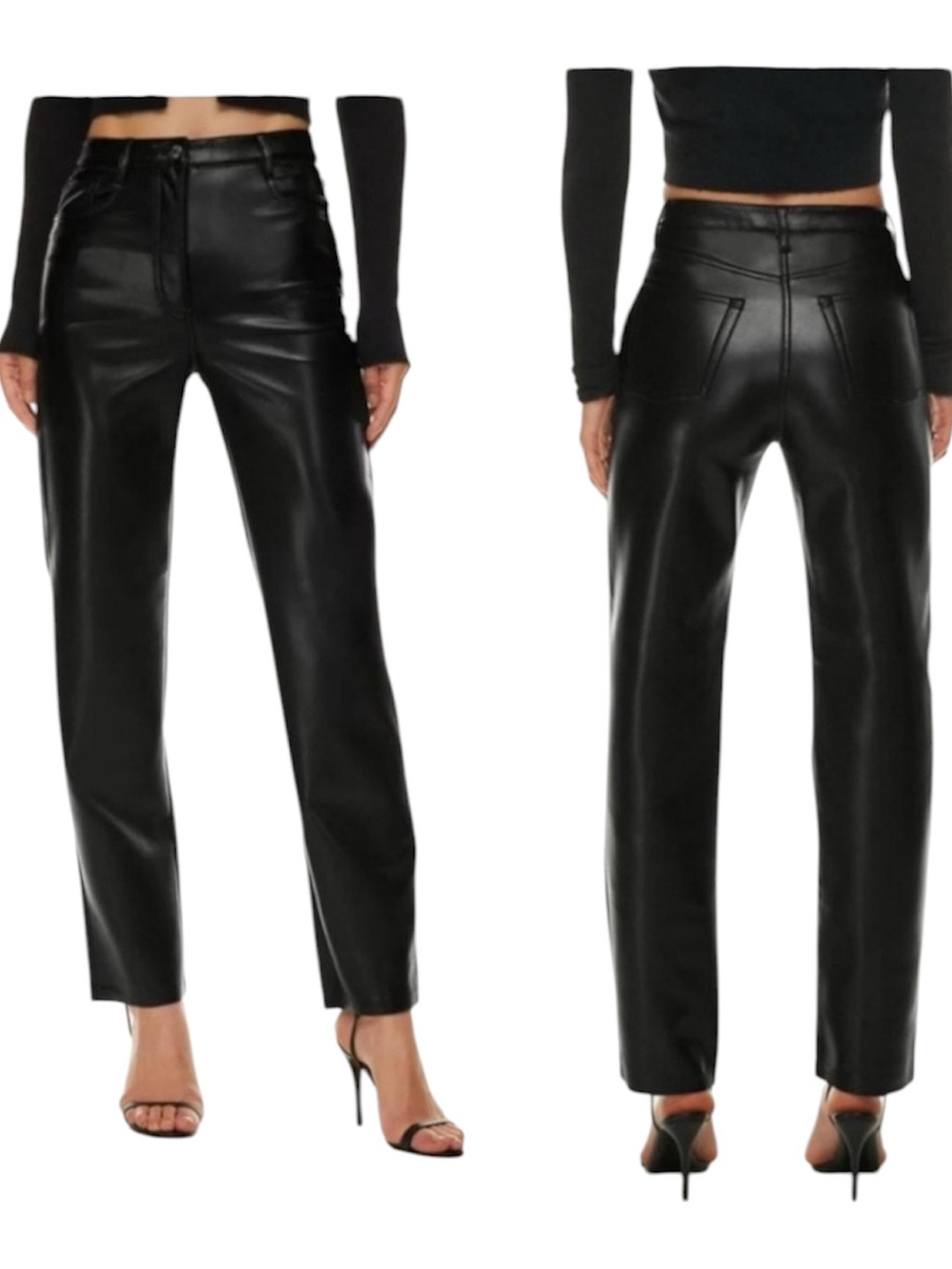 Aritzia Wilfred Size 6 The Melina High Rise Vegan Leather Pants Black